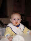 Nina enjoying dinner, 28th December 2000